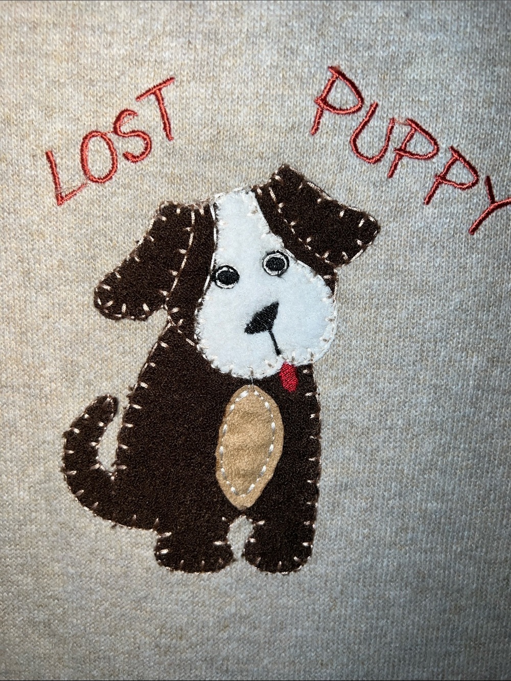 Vintage Kids "Lost Puppy" Beige & Brown Pajama Set​ - Picture 4 of 8